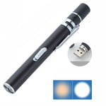 Torcia elettrica Penna per pupilla Luce gialla bianca Doppia sorgente luminosa Luce dentale Luce per ispezione mattutina in acciaio inossidabile a LED, Flashlight Pupil Pen Light (Silver), Flashlight Pupil Pen Light (Black)