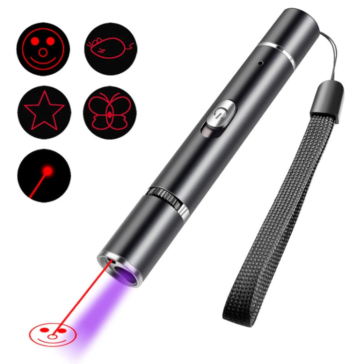 Torcia a forma di gatto divertente con modello laser ricaricabile USB con lampada di rilevamento della luce viola di Woods, Funny Cat Flashlight