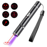 Torcia a forma di gatto divertente con modello laser ricaricabile USB con lampada di rilevamento della luce viola di Woods, Funny Cat Flashlight