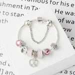 SL85 Bracciale con perline a foro largo smaltato colorato Bracciale con pendente a forma di uccellino serie rosa in lega, dimensioni:, 17cm, 18cm, 19cm, 20cm