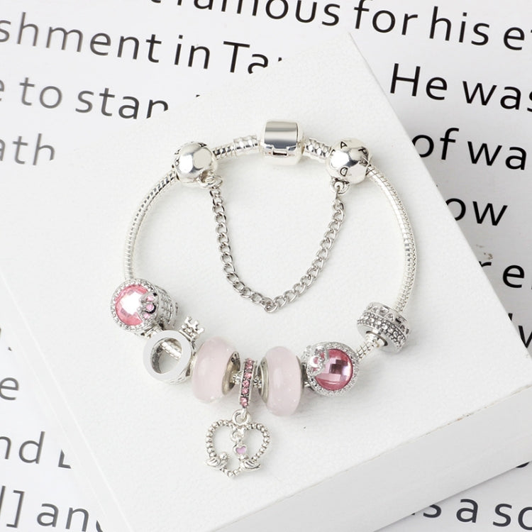 SL85 Bracciale con perline a foro largo smaltato colorato Bracciale con pendente a forma di uccellino serie rosa in lega, dimensioni:, 17cm, 18cm, 19cm, 20cm
