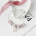 SL85 Bracciale con perline a foro largo smaltato colorato Bracciale con pendente a forma di uccellino serie rosa in lega, dimensioni:, 17cm, 18cm, 19cm, 20cm
