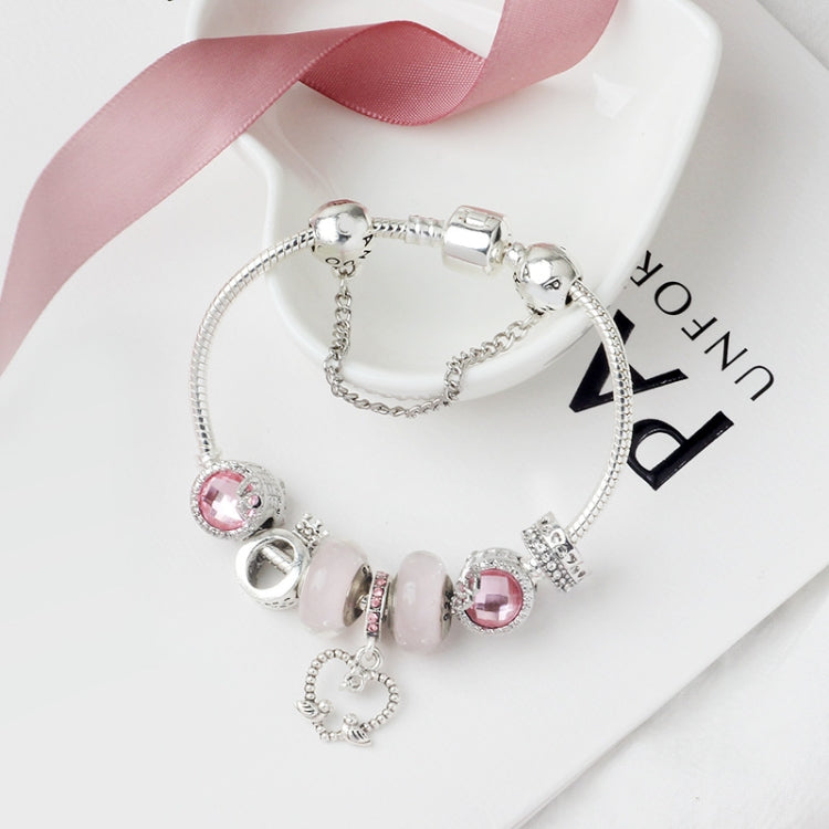 SL85 Bracciale con perline a foro largo smaltato colorato Bracciale con pendente a forma di uccellino serie rosa in lega, dimensioni:, 17cm, 18cm, 19cm, 20cm