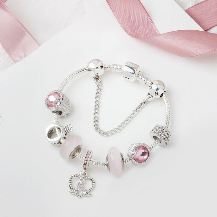 SL85 Bracciale con perline a foro largo smaltato colorato Bracciale con pendente a forma di uccellino serie rosa in lega, dimensioni:, 17cm, 18cm, 19cm, 20cm