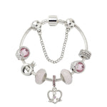 SL85 Bracciale con perline a foro largo smaltato colorato Bracciale con pendente a forma di uccellino serie rosa in lega, dimensioni:, 17cm, 18cm, 19cm, 20cm