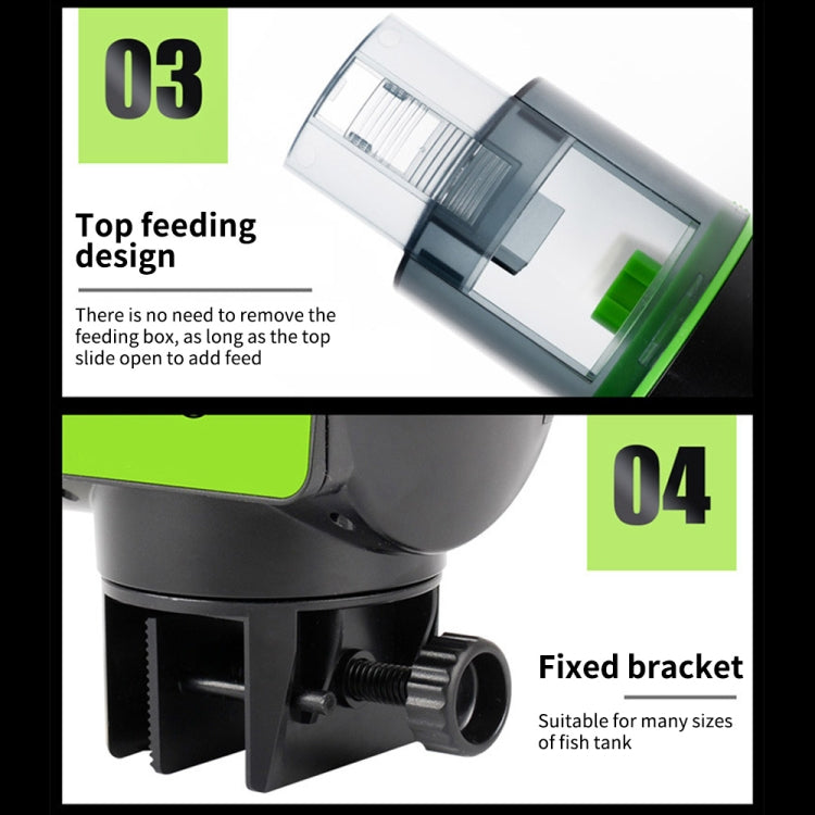AquaBlue Fish Tank Intelligent Timing Alimentatore automatico Acquario Alimentatore per pesci rossi Mangiatoia per pesci di grande capacità,Modello:, AF-2019A, AF-2019B English Version, AF-2019C Lithium Battery Charging, AF-2019B  + Square Feeding Circ...