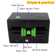 XP-108B Stampante per etichette da 4 pollici 108 mm Stampante termica per codici a barre Stampanti per etichette di spedizione UPS DHL USPS DPD POCHTA Creatore di codici a barre USB, spina europea, USB, USB + Bluetooth Version