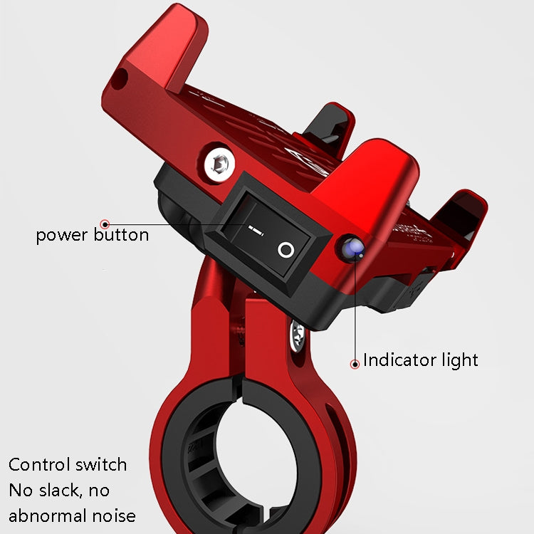Staffa per telefono cellulare per moto in lega di alluminio Kewig M6 ricaricabile con interruttore Staffa di navigazione stabile impermeabile, M6(Black), M6(Blue), M6(Silver), M6(Red)