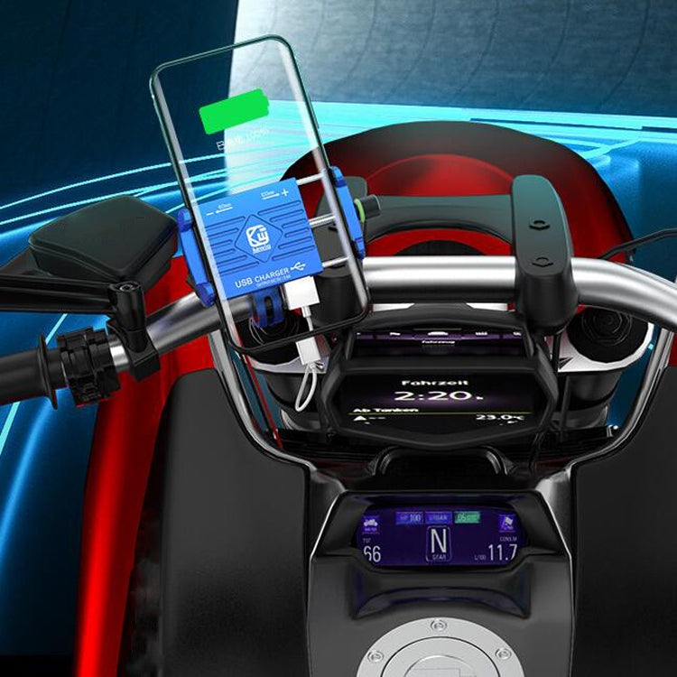 Staffa per telefono cellulare per moto in lega di alluminio Kewig M6 ricaricabile con interruttore Staffa di navigazione stabile impermeabile, M6(Black), M6(Blue), M6(Silver), M6(Red)