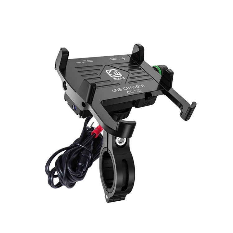 Kewig M6-S 12V Staffa per telefono cellulare impermeabile in lega di alluminio per moto con ricarica rapida QC3.0, M6-S(Black), M6-S(Blue), M6-S(Red), M6-S(Silver)