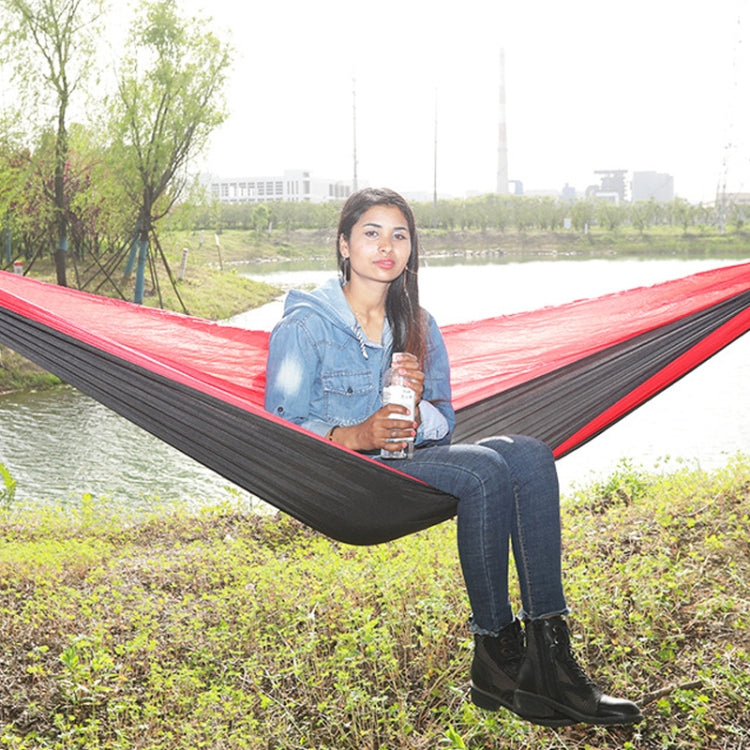Altalena da campeggio da viaggio in tessuto per paracadute in nylon per amaca da esterno, stile:, 2.7m x 1.4m (Black+Gray), 3m x 2m (Black+Gray), 2.7m x 1.4m (Black+Red), 3m x 2m (Black+Red), 2.7m x 1.4m (Red+Sky Blue), 3m x 2m (Red+Sky Blue)          ...