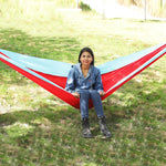 Altalena da campeggio da viaggio in tessuto per paracadute in nylon per amaca da esterno, stile:, 2.7m x 1.4m (Black+Gray), 3m x 2m (Black+Gray), 2.7m x 1.4m (Black+Red), 3m x 2m (Black+Red), 2.7m x 1.4m (Red+Sky Blue), 3m x 2m (Red+Sky Blue)          ...