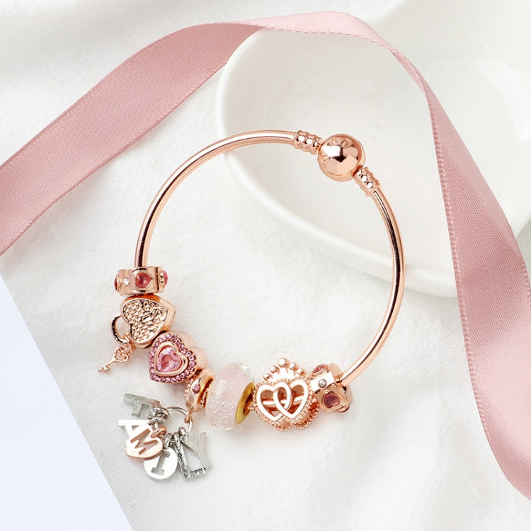 MGZ03 Bracciale decorativo Love Heart Lock in oro rosa, lunghezza:, 18cm, 19cm, 20cm