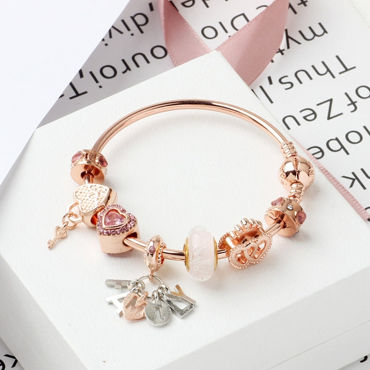 MGZ03 Bracciale decorativo Love Heart Lock in oro rosa, lunghezza:, 18cm, 19cm, 20cm