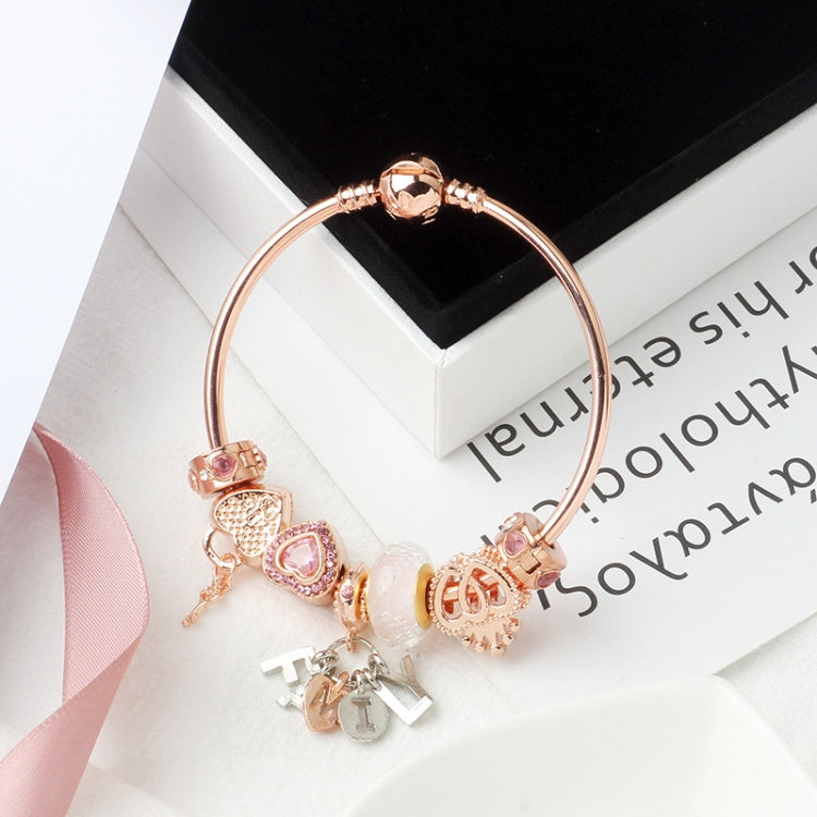 MGZ03 Bracciale decorativo Love Heart Lock in oro rosa, lunghezza:, 18cm, 19cm, 20cm