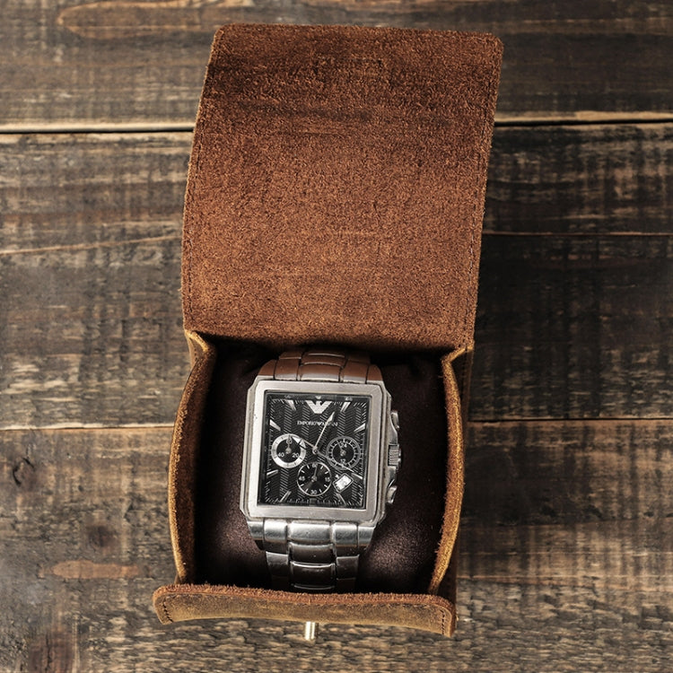 Contatti Famiglia CF1125 Singolo orologio Posizione Crazy Horse Leather Watch Box Round Watch Storage Box, CF1125