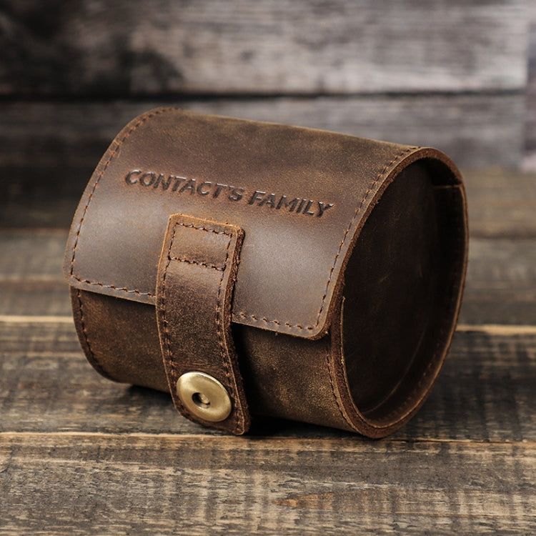Contatti Famiglia CF1125 Singolo orologio Posizione Crazy Horse Leather Watch Box Round Watch Storage Box, CF1125