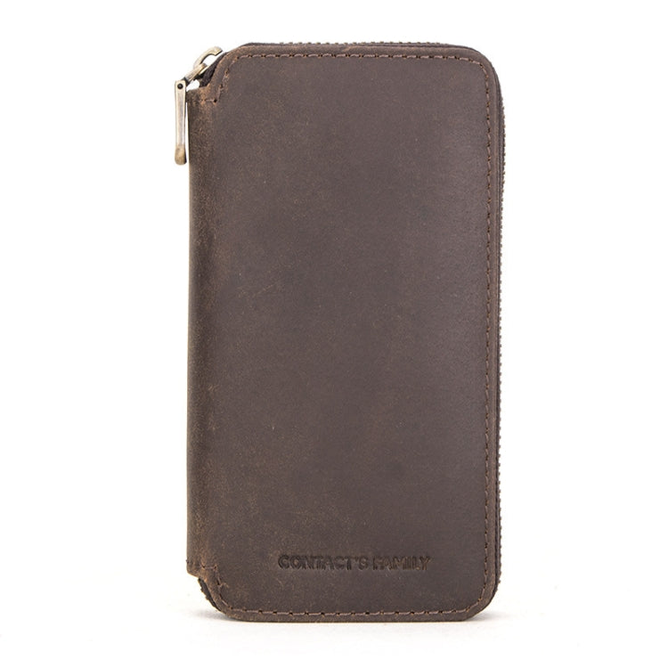 Contatti Famiglia CF1114 Scatola per orologi in pelle Borsa per orologi da coppia con cerniera in pelle Crazy Horse retrò, CF1114