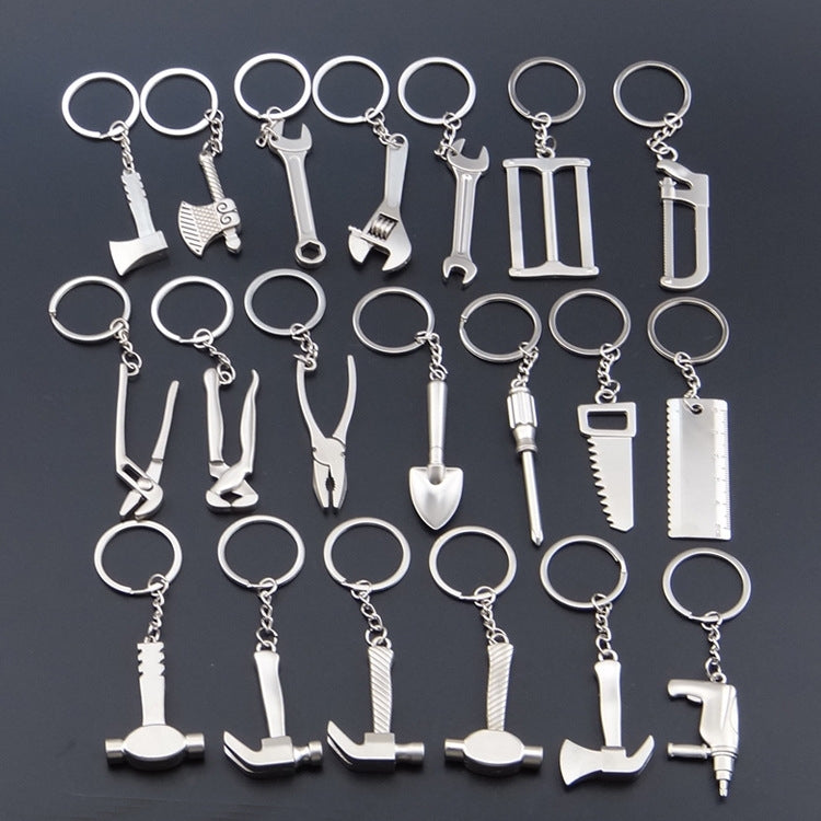 Ciondolo portachiavi per auto con portachiavi in metallo da 10 pezzi, H-540 Activity Wrench, H-389 Hex Wrench, H-391 Glossy Ax, H-388 Thread Ax, H-395 Double Head Wrench, H-405 Double Row Saw, H-402 Hand Saw, H-541 Crooked Nose Pliers, H-399 Pliers  ...