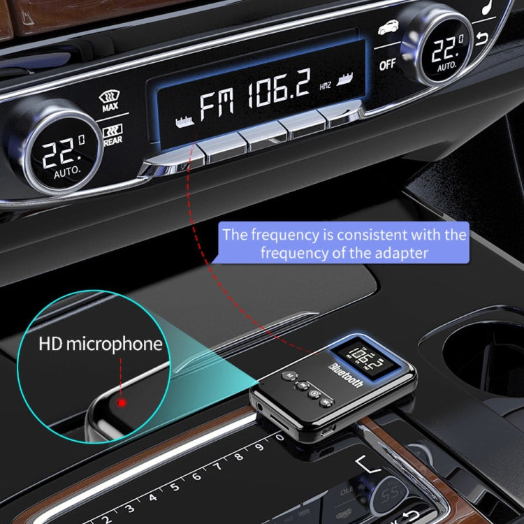 Trasmettitore ricevitore Bluetooth 5.0 Adattatore 2 in 1 Altoparlante per computer Auto FM, Black