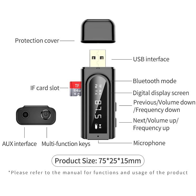 Ricevitore Bluetooth 5.0 per auto K9 Black
