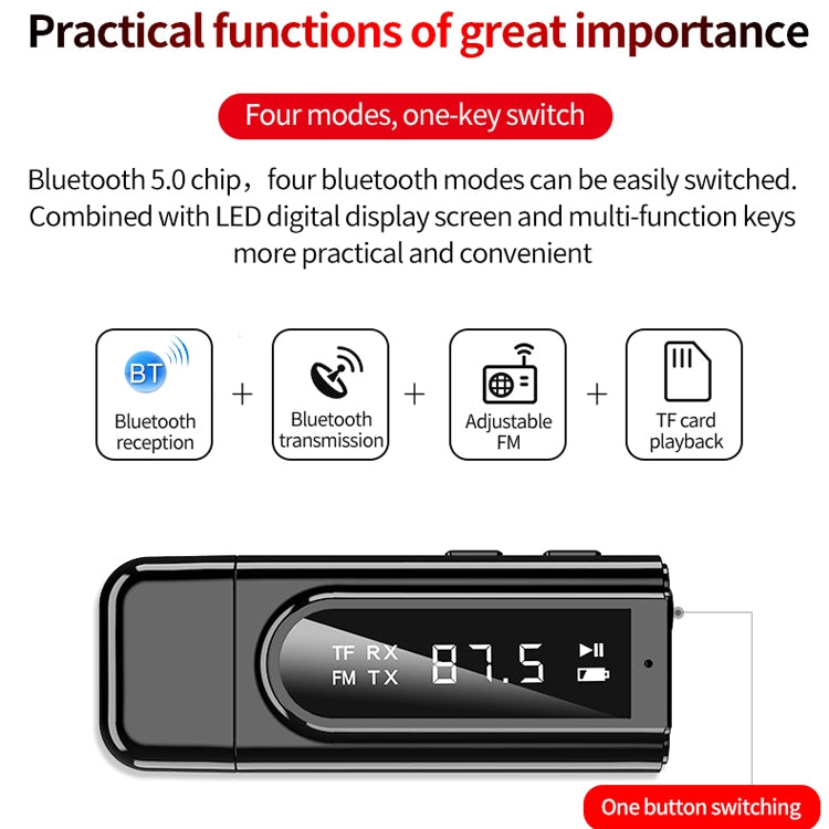 Ricevitore Bluetooth 5.0 per auto K9 Black