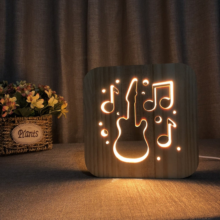 FS-T1877W 2.5W Lampada da tavolo in legno massello a forma di chitarra LED Night Light, Guitar