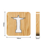 FS-T1971W Lampada da tavolo Jesus Pastor da 2,5 W USB Luce notturna cava in legno massello, Jesus Pastor