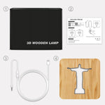 FS-T1971W Lampada da tavolo Jesus Pastor da 2,5 W USB Luce notturna cava in legno massello, Jesus Pastor