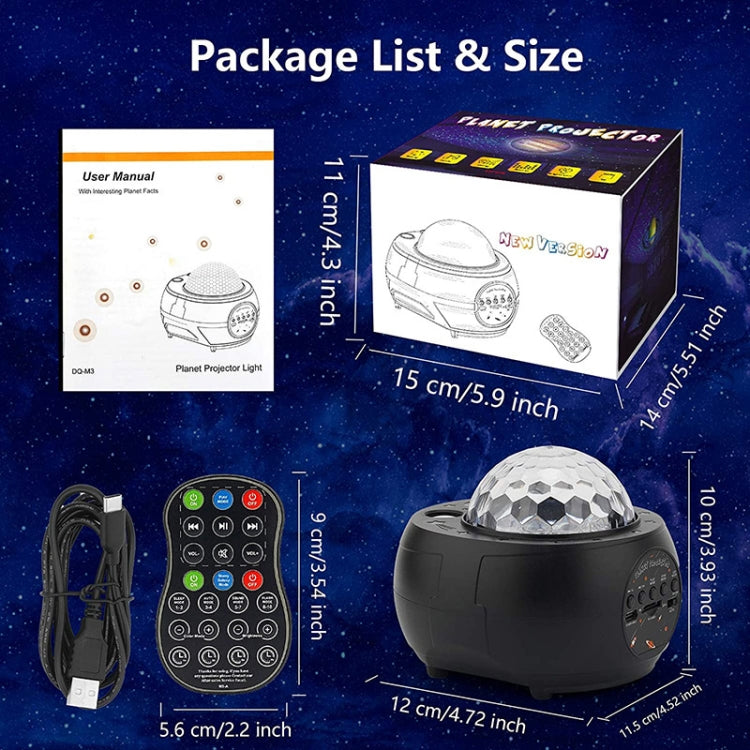 DQ-M3 LED Rotante Cielo stellato Luce Bluetooth Musica Pianeti Oceano Proiettore Supporto TF Card,Stile:, USB + Bluetooth, Battery + Bluetooth