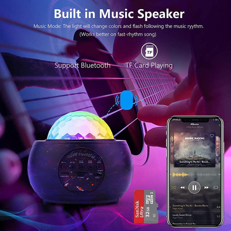 DQ-M3 LED Rotante Cielo stellato Luce Bluetooth Musica Pianeti Oceano Proiettore Supporto TF Card,Stile:, USB + Bluetooth, Battery + Bluetooth