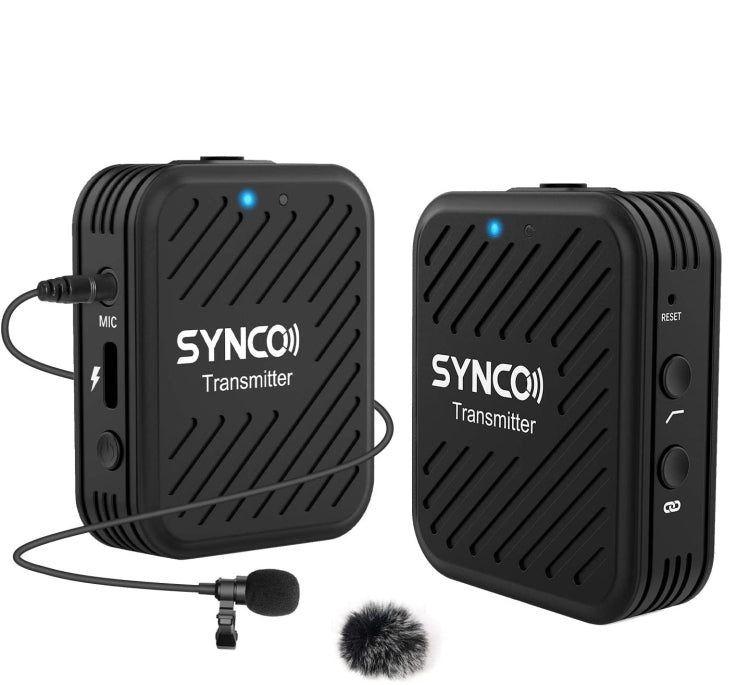 SYNCO Sistema microfonico wireless Engragal Intervista a 2,4 GHz Kit ricevitore microfono lavalier con risvolto per telefoni Videocamera tablet DSLR, configurazione, G1 (A1), G1 (A2)
