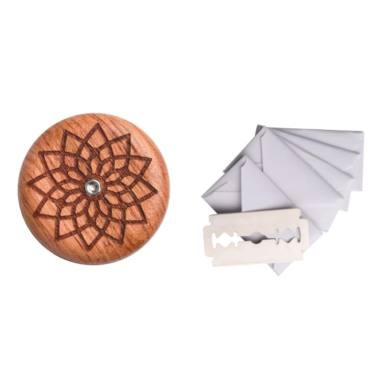 Coltello tondo per baguette per pane Coltello per tagliare il pane a doppia faccia in legno con 5 lame, Beech, Flower Pear Wood, Pattern 1 Flower Pear Wood, Pattern 2 Flower Pear Wood, Pattern 3 Flower Pear Wood, Pattern 4 Flower Pear Wood             ...