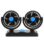 Ventilatore per auto Ventilatore elettrico portatile a doppia testa regolabile per auto, USB Universal, 12V Cigarette Lighter, 24V Cigarette Lighter