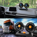 Ventilatore per auto Ventilatore elettrico portatile a doppia testa regolabile per auto, USB Universal, 12V Cigarette Lighter, 24V Cigarette Lighter