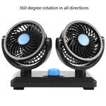 Ventilatore per auto Ventilatore elettrico portatile a doppia testa regolabile per auto, USB Universal, 12V Cigarette Lighter, 24V Cigarette Lighter