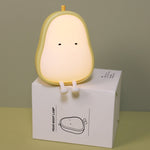 Luce notturna a forma di pera Luce notturna a LED a luce calda per camera da letto morbida in silicone, Pear Shape