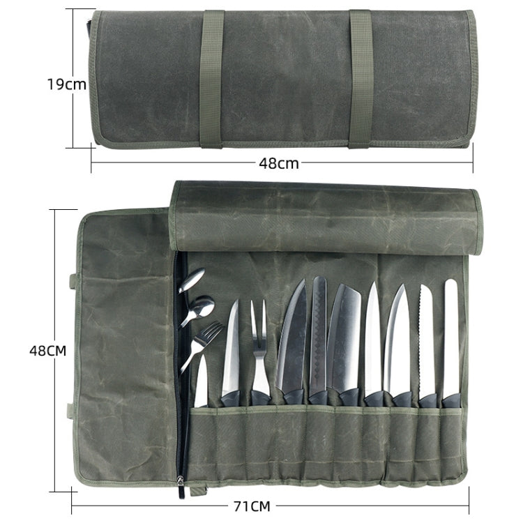 Borsa porta coltelli da cuoco in rotolo di tela cerata ad olio, Knife Storage Bag