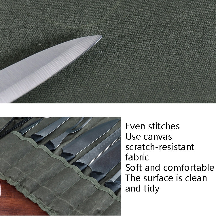 Borsa porta coltelli da cuoco in rotolo di tela cerata ad olio, Knife Storage Bag