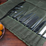 Borsa porta coltelli da cuoco in rotolo di tela cerata ad olio, Knife Storage Bag