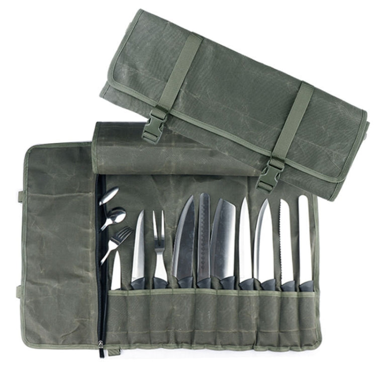 Borsa porta coltelli da cuoco in rotolo di tela cerata ad olio, Knife Storage Bag