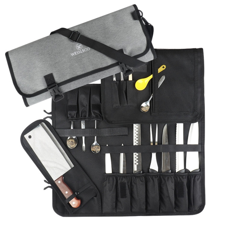 WESSLECO Chef Knife Tool Storage Bag Borsa per coltelli in tessuto Oxford, WESSLECO Gray