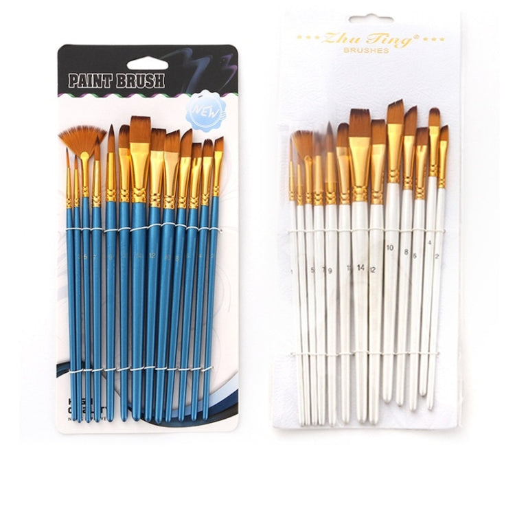 Zhu Ting 2 Set Pennello per acquerello multifunzionale in lana di nylon per studenti, 13 PCS/Set Pearl Blue, 13 PCS/Set Pearl White