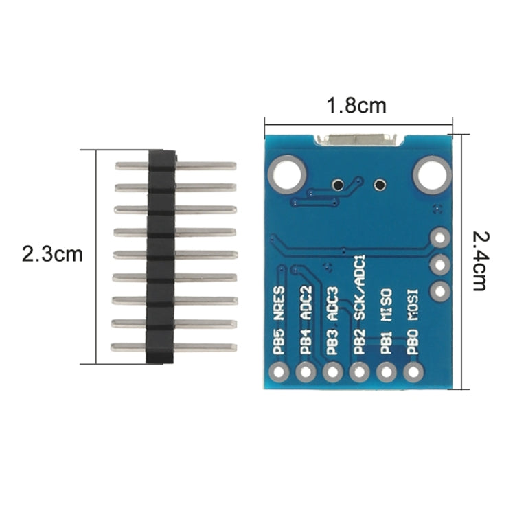 Scheda sviluppo MCU Mini USB Attiny85 24x18mm