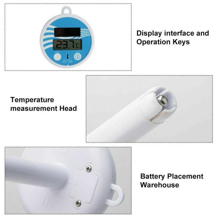 BL9057 Termometro solare per piscina Attrezzatura per piscina Termometro galleggiante per acqua con funzione di visualizzazione digitale, BL9057