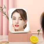 Specchio per trucco a LED da 2 pezzi con luce di riempimento Specchio da toeletta da tavolo per dormitorio Specchio piccolo portatile pieghevole femminile,Stile:, Charging Monochromatic Light (White), Charging Monochromatic Light (Pink)                ...