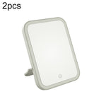 Specchio per trucco a LED da 2 pezzi con luce di riempimento Specchio da toeletta da tavolo per dormitorio Specchio piccolo portatile pieghevole femminile,Stile:, Charging Monochromatic Light (White), Charging Monochromatic Light (Pink)                ...