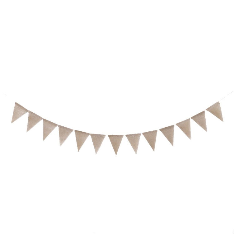 2 PCS Swallowtail Burlap First Birthday Flags Mori Series Party Flags Specifica:, Burlap Birthday Fish Tail Flag, Burlap Triangle Flag, Burlap Triangle Flag (Candy Colored)