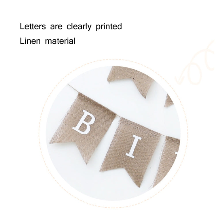 2 PCS Swallowtail Burlap First Birthday Flags Mori Series Party Flags Specifica:, Burlap Birthday Fish Tail Flag, Burlap Triangle Flag, Burlap Triangle Flag (Candy Colored)