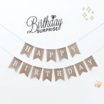 2 PCS Swallowtail Burlap First Birthday Flags Mori Series Party Flags Specifica:, Burlap Birthday Fish Tail Flag, Burlap Triangle Flag, Burlap Triangle Flag (Candy Colored)